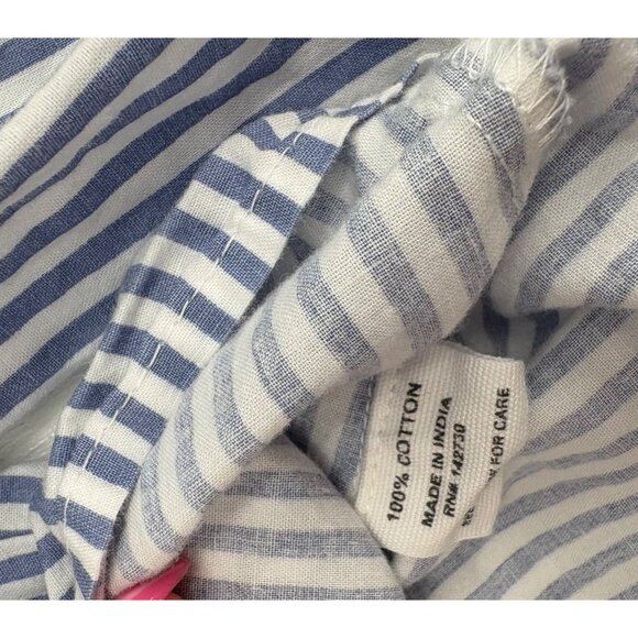 Isa & Ella Women's Striped Cropped Button-Up Shirt Size Small Blue & White - Picture 5 of 5